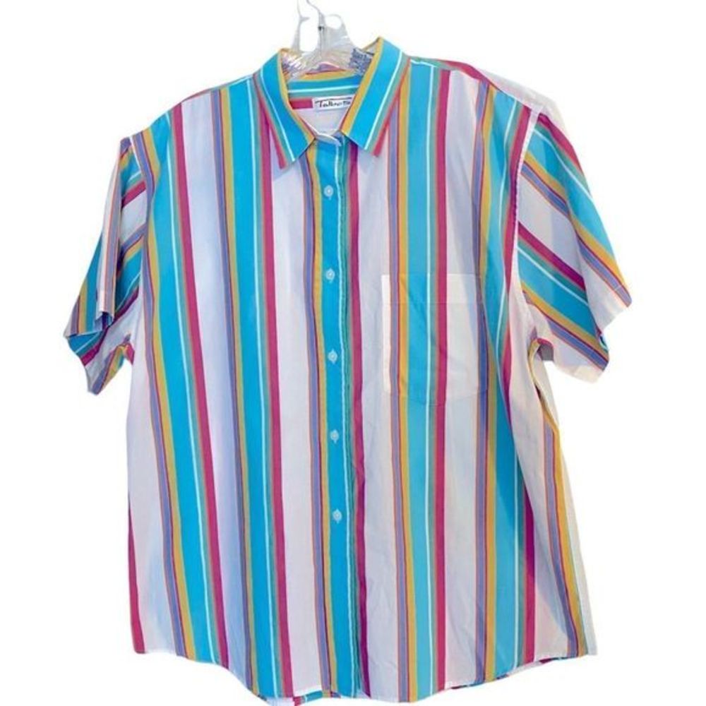 Talbots pastel colored 100%cotton button down shirt size Large.